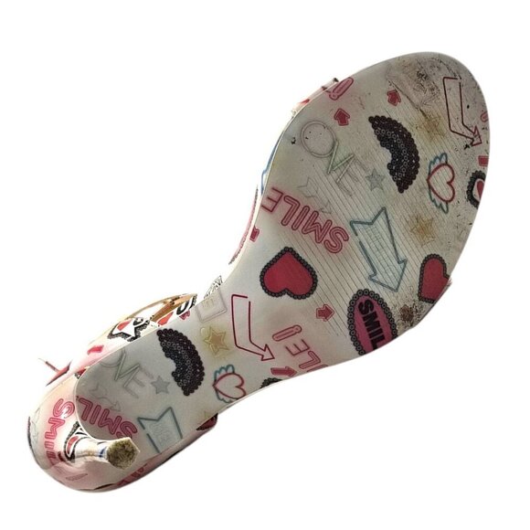 Aldo Sandyy Emoji Graffiti Love Rainbow Heart Heels Sz 9 - Picture 8 of 10